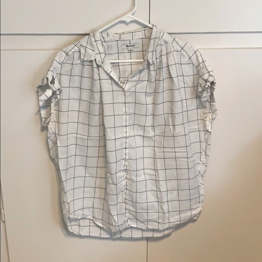 Madewell blue and white windowpane button down